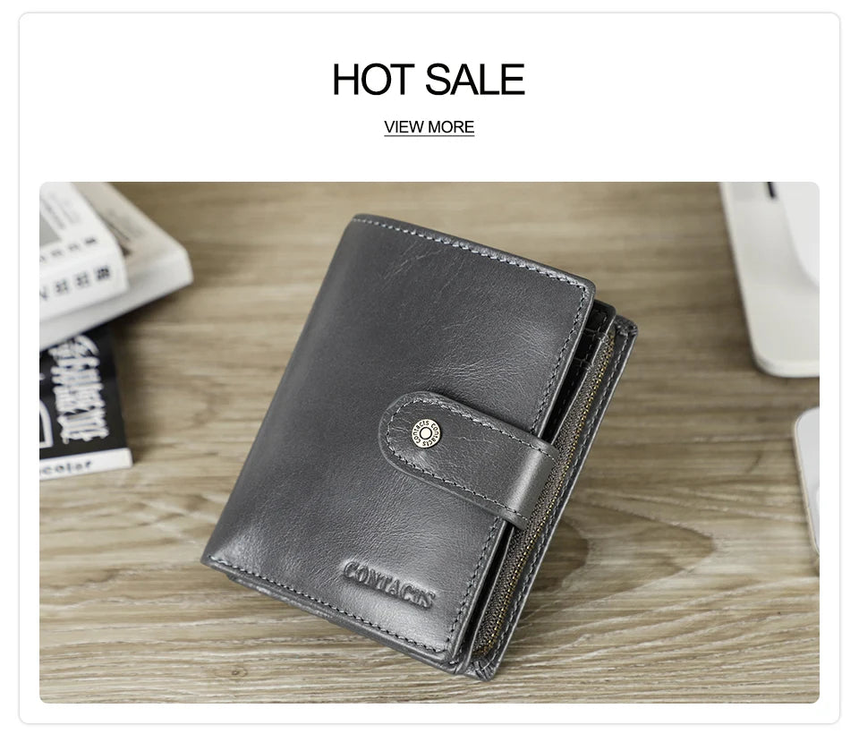 Men’s Genuine Leather RFID Wallet with Coin Pocket & Card Holder