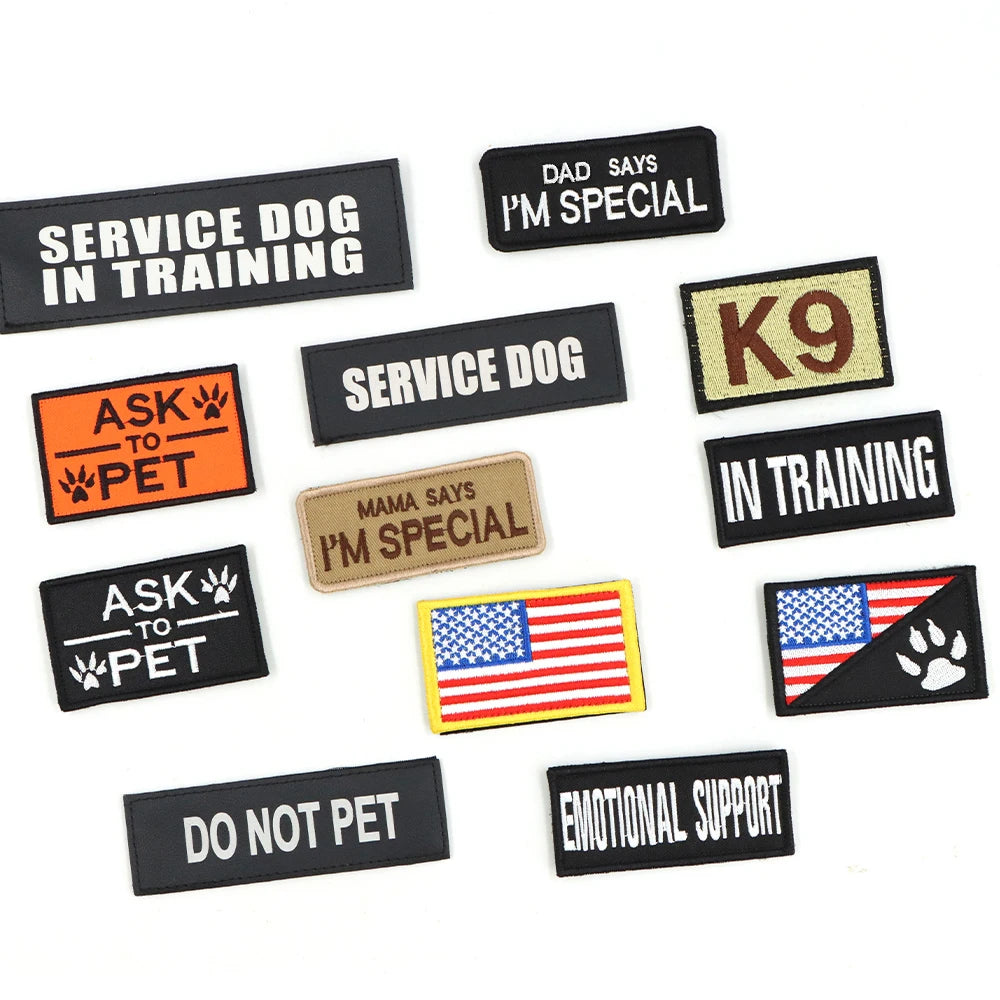12× Tactical Dog Patch Bundle Custom Name ID Patches Velcro for Harness Collar