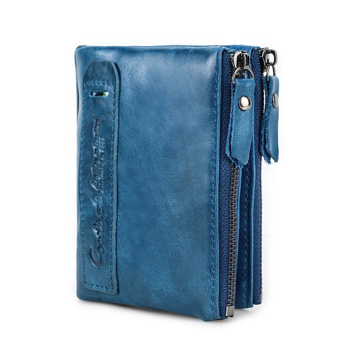 Men’s Genuine Leather Short Wallet with Coin Pocket & Card Holder
