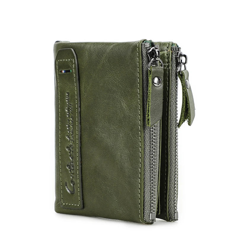 Men’s Genuine Leather Short Wallet with Coin Pocket & Card Holder