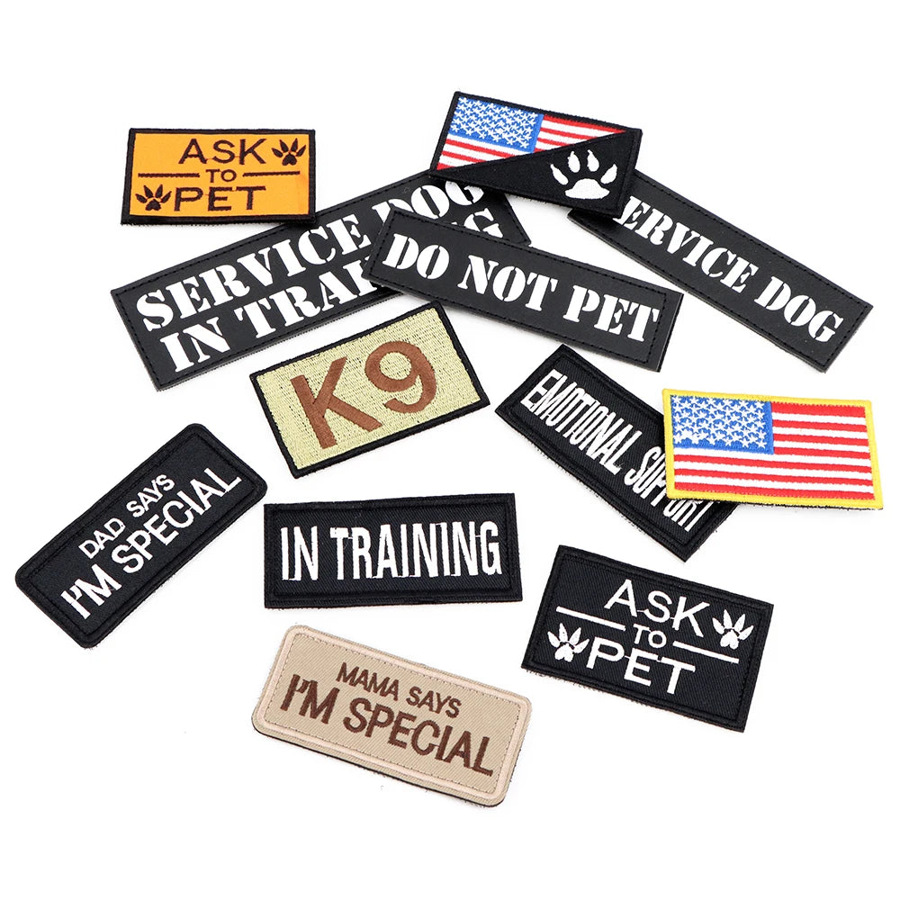 12× Tactical Dog Patch Bundle Custom Name ID Patches Velcro for Harness Collar