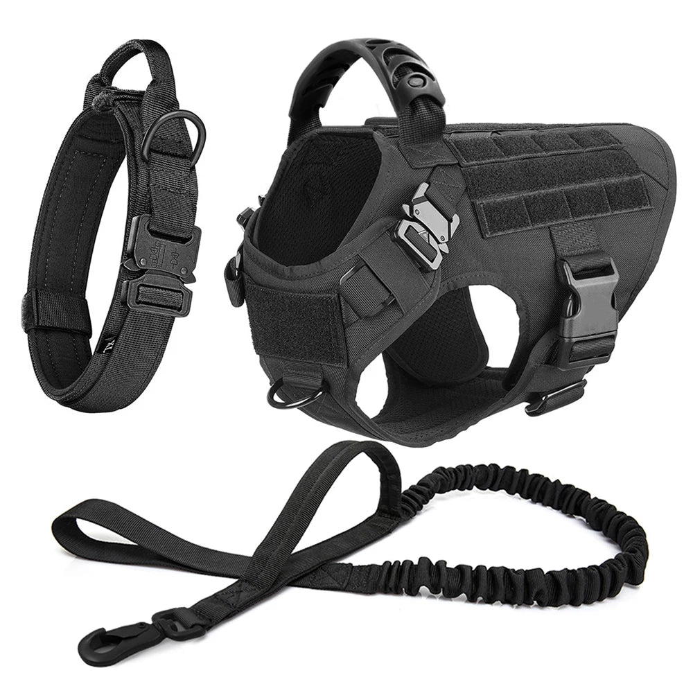 Tactical Dog Harness & Leash Set for German Shepherd Malinois Large Dogs