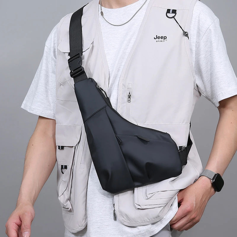 Men’s Nylon Chest Bag Crossbody Sling Pack Large Capacity Travel Sports