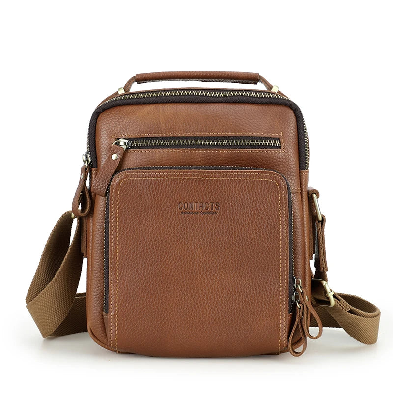 Genuine Leather Men Shoulder Bag Vintage Messenger Crossbody Sling Handbag