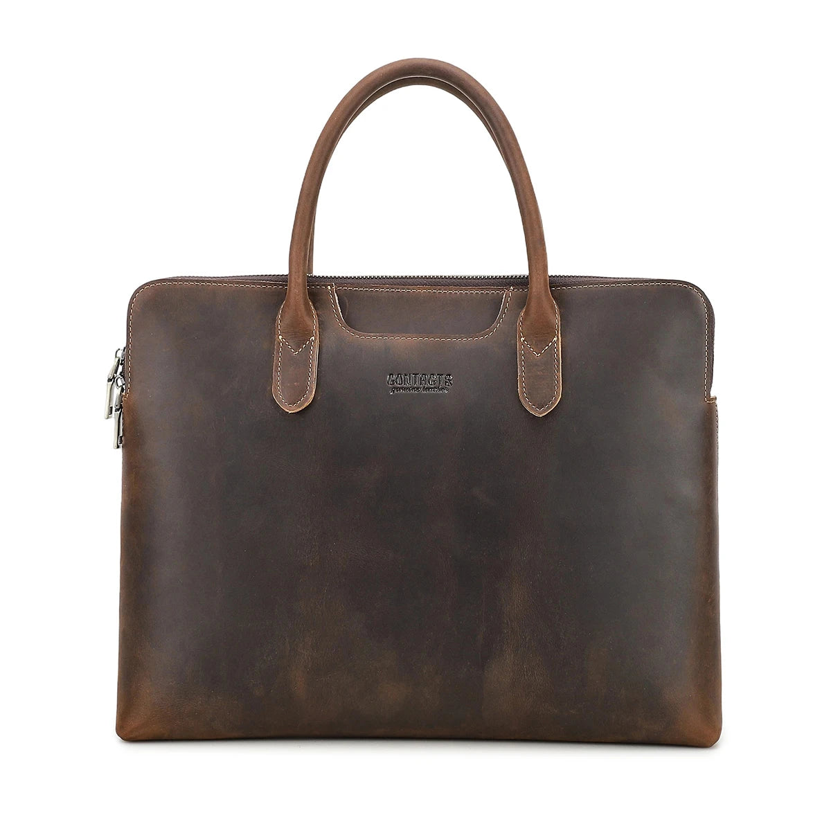 Genuine Leather Business Briefcase for Men – 14" Laptop Tote Bag
