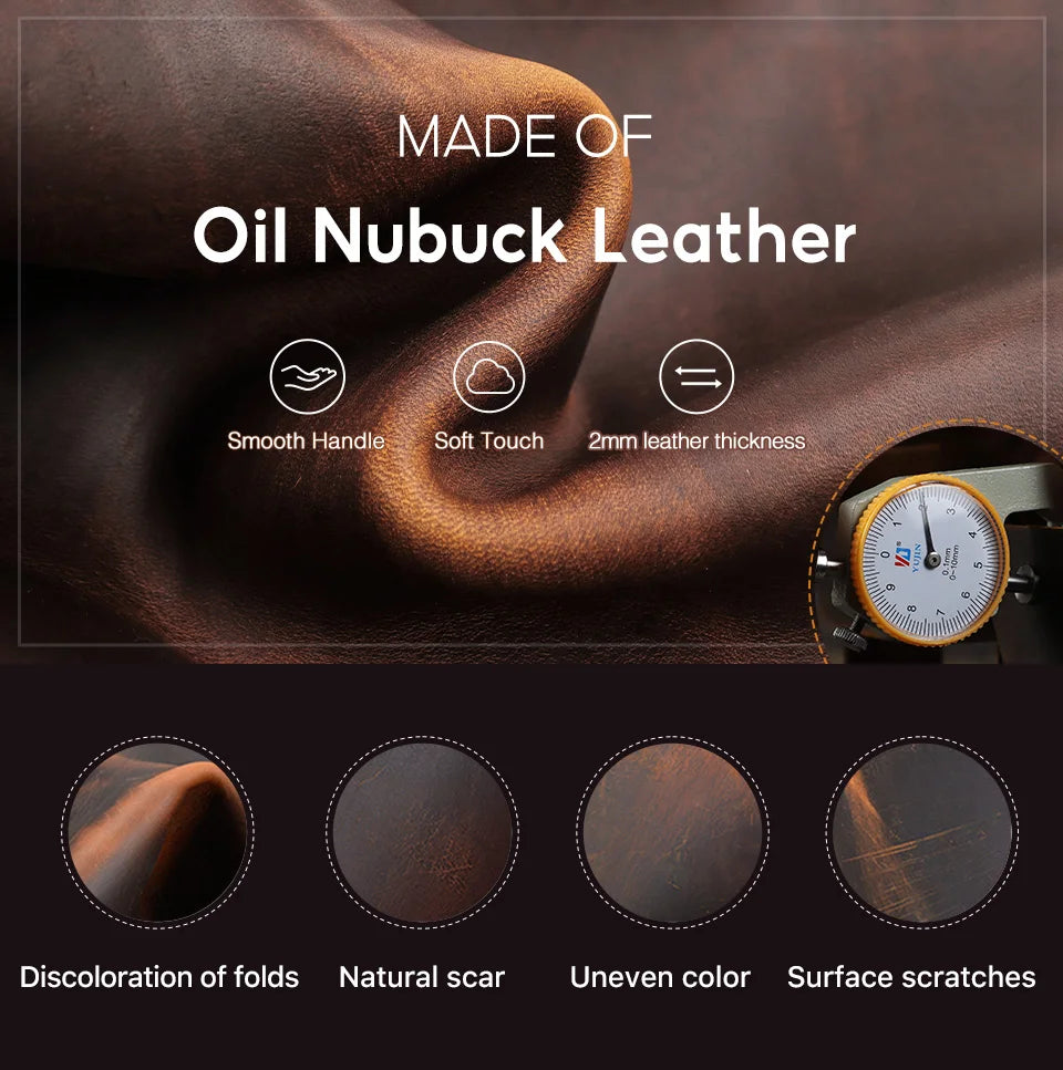 Genuine Leather Business Briefcase for Men – 14" Laptop Tote Bag