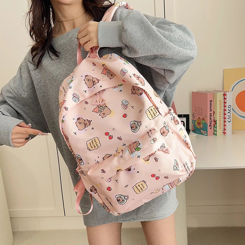Large Capacity Oxford Student Backpack – Solid Color Casual School Bag