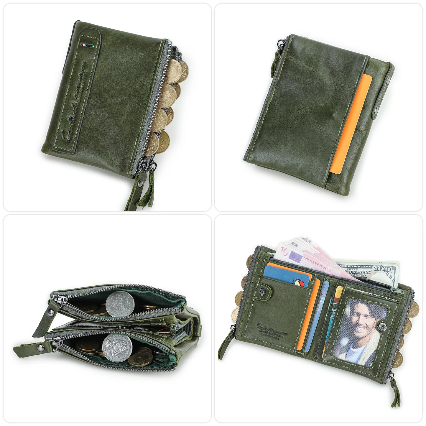 Men’s Genuine Leather Short Wallet with Coin Pocket & Card Holder