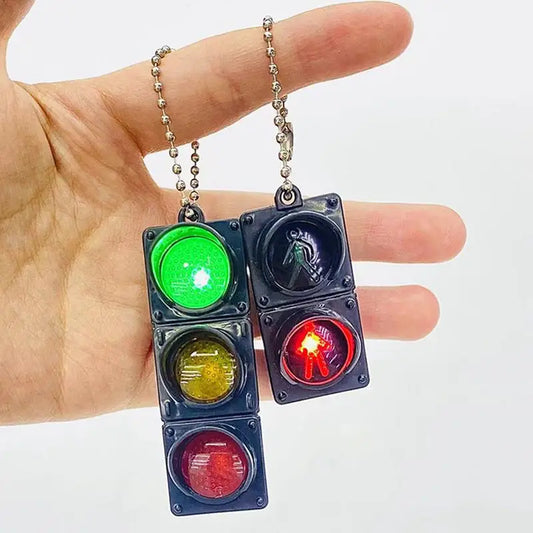 Creative Traffic Light LED Pedestrian Signal Key Ring – Novel Keychain for Kids & Adults