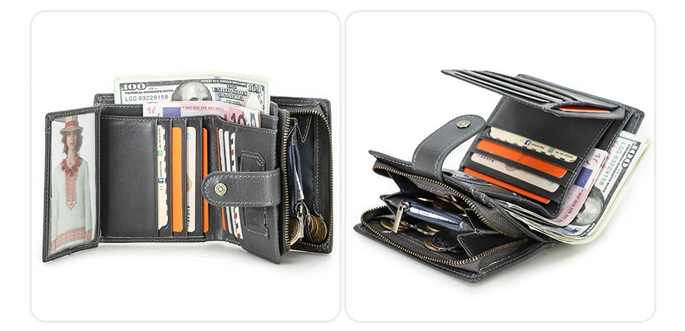 Men’s Genuine Leather RFID Wallet with Coin Pocket & Card Holder