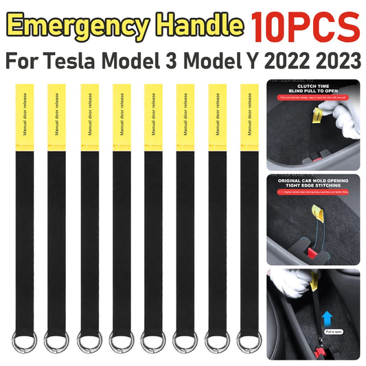 Tesla Model Y 2022‑2023 Rear Door Emergency Pull Rope Handle 2 Pack Safety Kit