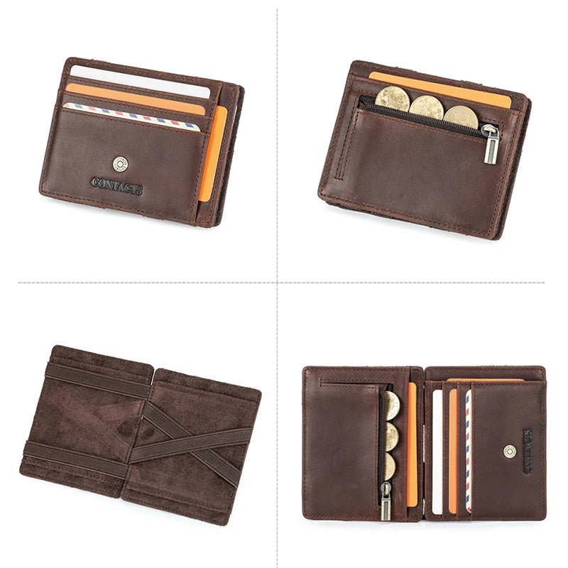 Genuine Leather RFID-Blocking Card Holder Wallet – Slim & Secure Design