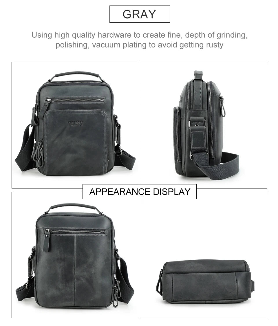 Genuine Leather Men Shoulder Bag Vintage Messenger Crossbody Sling Handbag