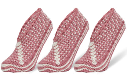 Crochet Slipper Socks for Women 3 Pairs Handmade Soft Cozy Knit Size 5-7