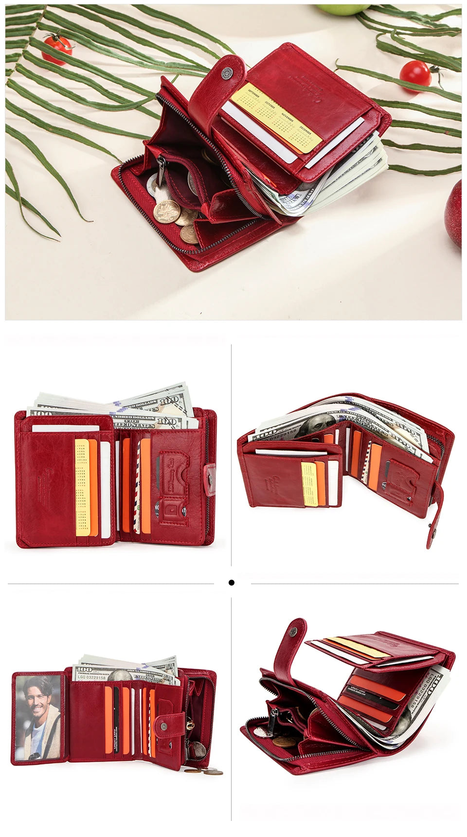 Men’s Genuine Leather RFID Wallet with Coin Pocket & Card Holder