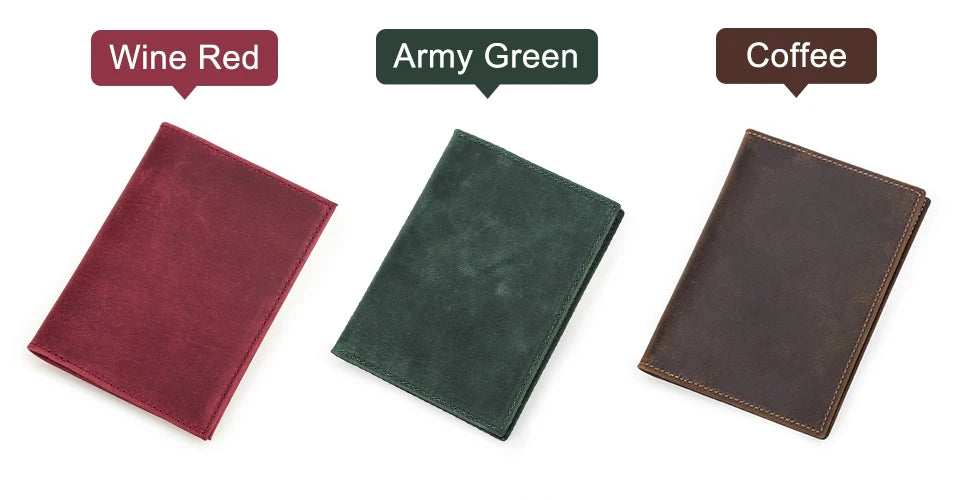 Genuine Leather Passport Wallet AirTag Slot Travel Card Holder for Men Women