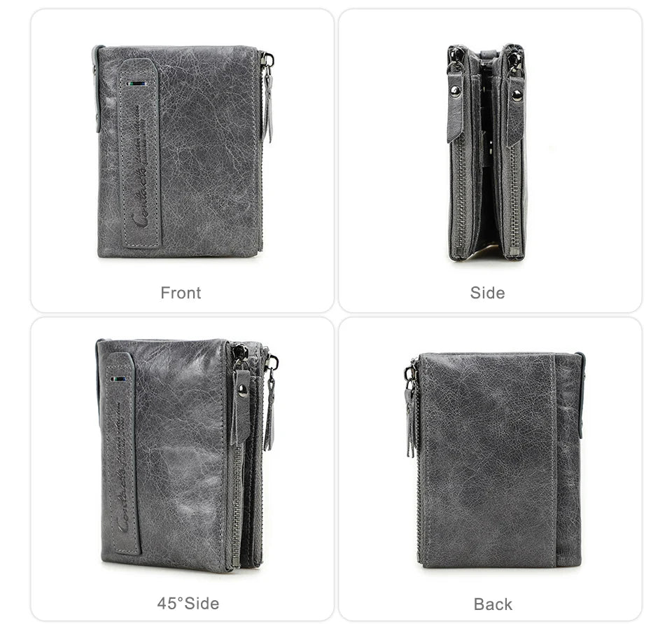 Men’s Genuine Leather Short Wallet with Coin Pocket & Card Holder