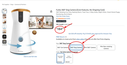 Furbo 360 Dog Camera Treat Dispenser 1080p Pet Monitor Night Vision Open Box