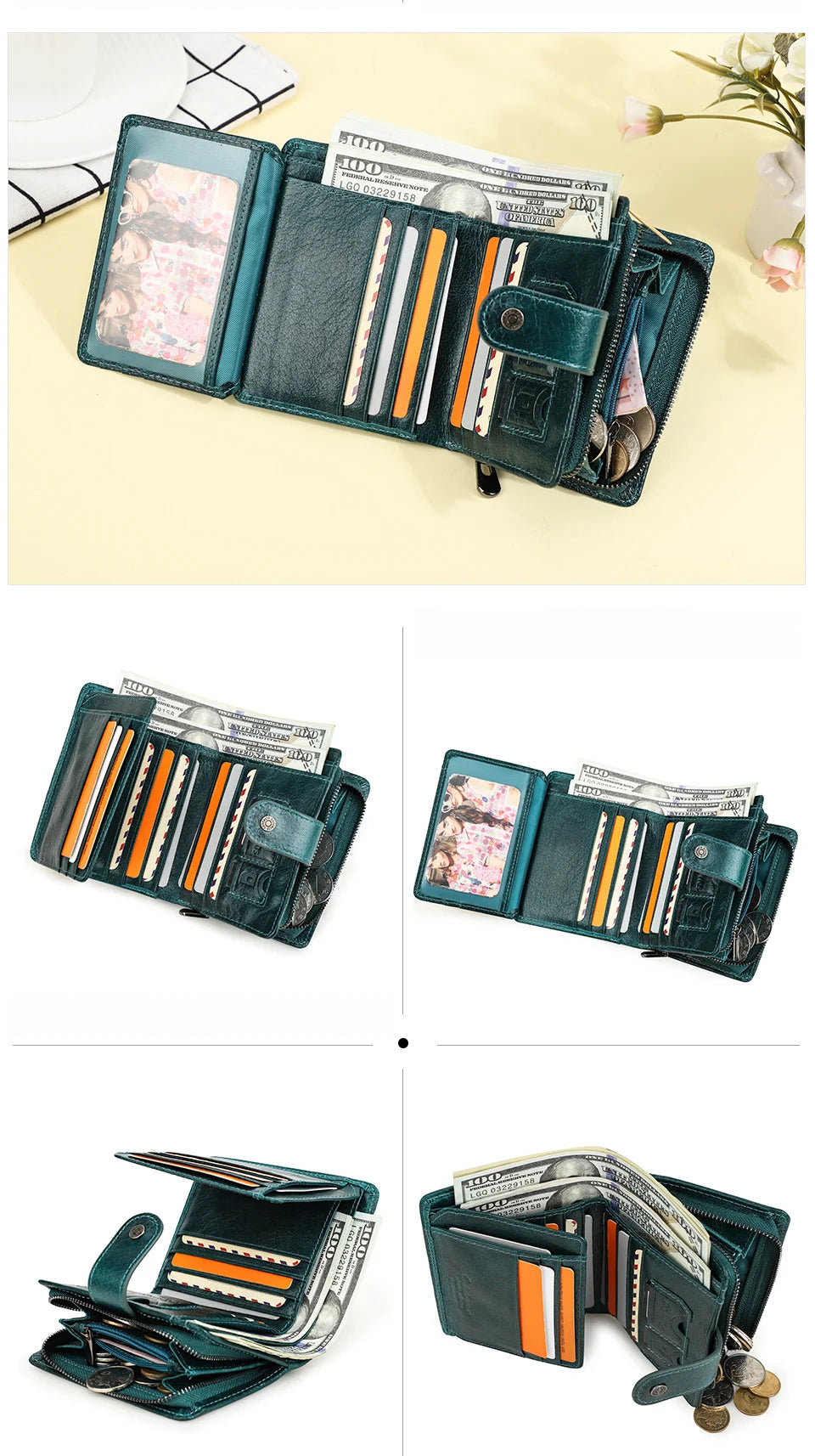 Men’s Genuine Leather RFID Wallet with Coin Pocket & Card Holder