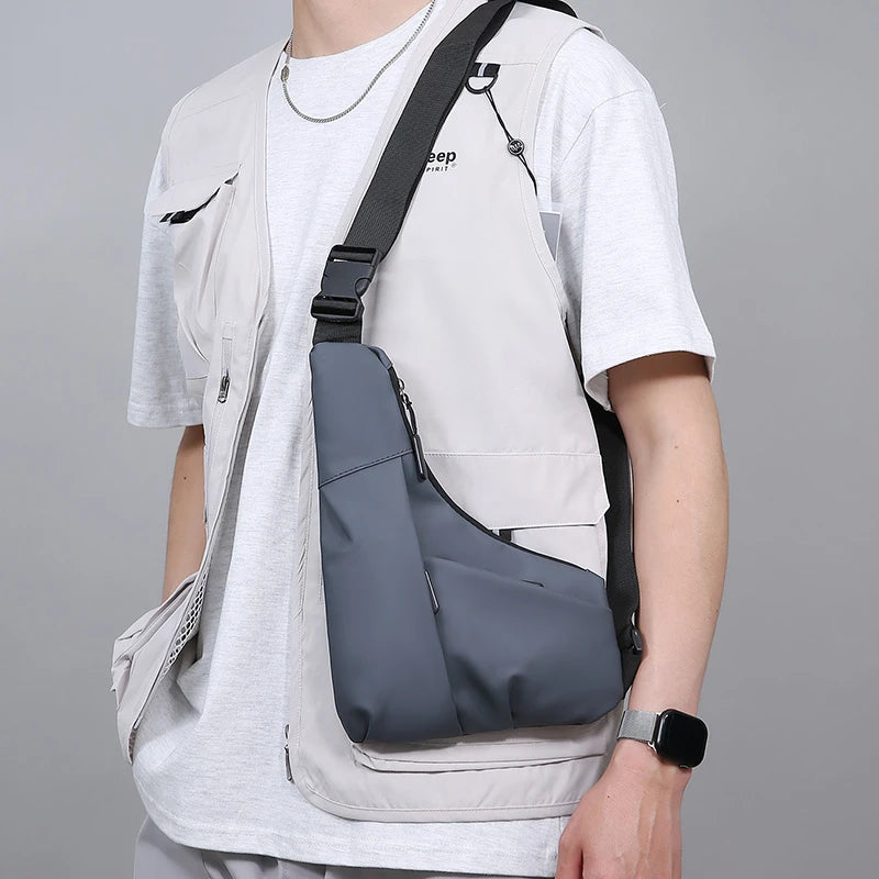 Men’s Nylon Chest Bag Crossbody Sling Pack Large Capacity Travel Sports