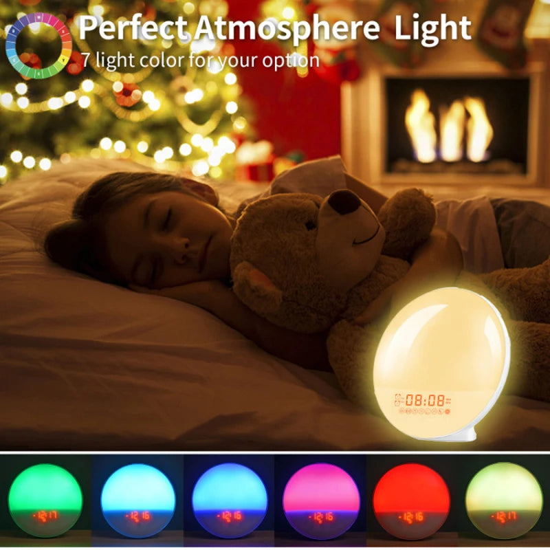 Sunrise Wake-Up Light Alarm Clock FM Radio Dual Alarm USB Night Light