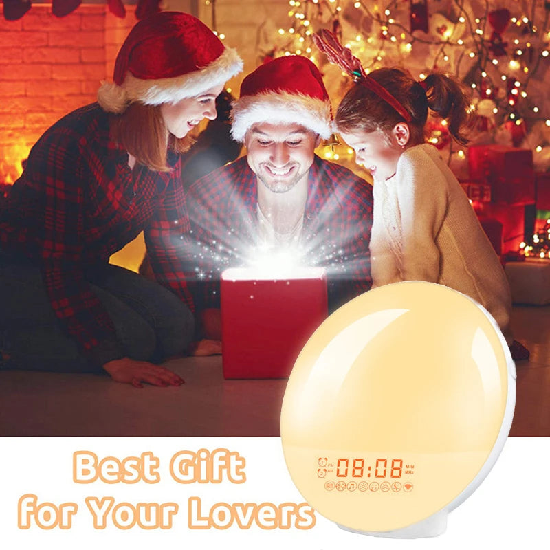 Sunrise Wake-Up Light Alarm Clock FM Radio Dual Alarm USB Night Light