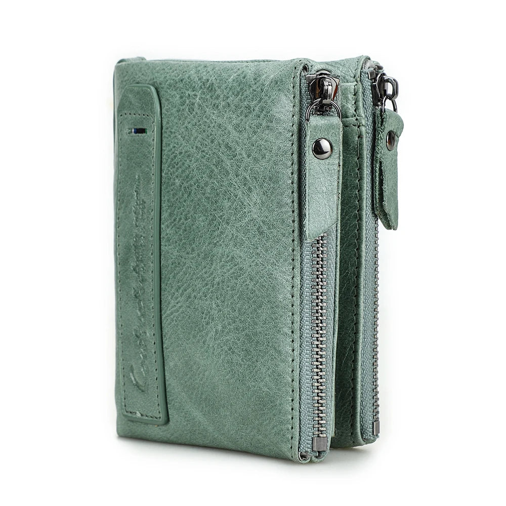 Men’s Genuine Leather Short Wallet with Coin Pocket & Card Holder