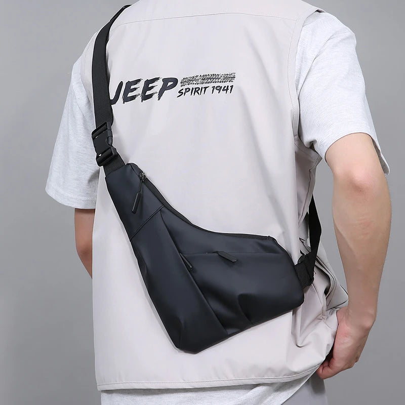 Men’s Nylon Chest Bag Crossbody Sling Pack Large Capacity Travel Sports