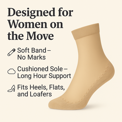 Women's non-slip sheer ankle socks with cushioned cotton sole, 3 pack