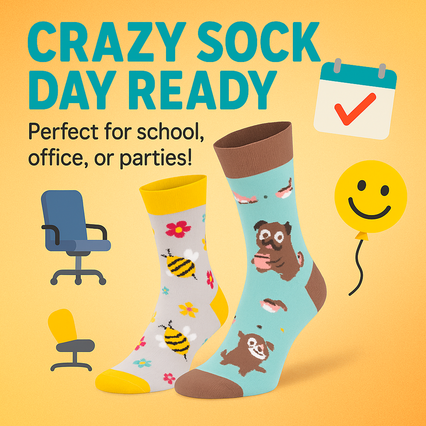 Funny Food Socks 3 Pairs Men Women Novelty Cotton Crew Unisex Gift