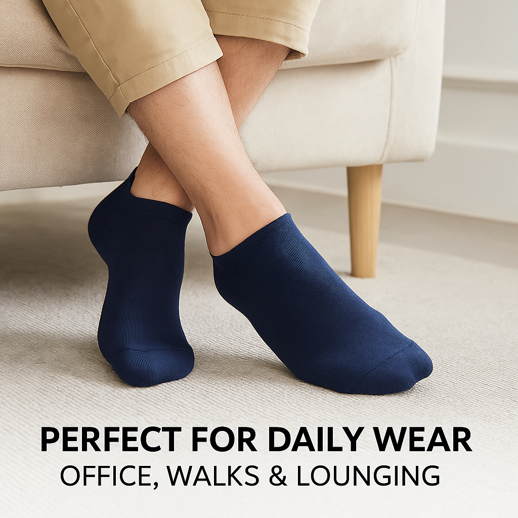 Men's Bamboo Ankle Socks 1 Pair Seamless Odor-Free Breathable One Size Fit