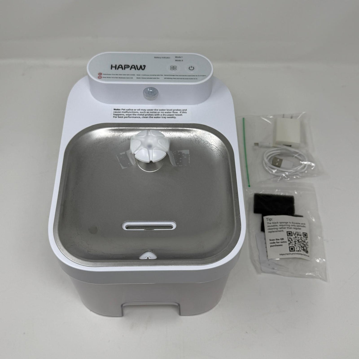HAPAW P0018 3L Smart Cat Water Fountain WiFi 5000mAh Filterless White