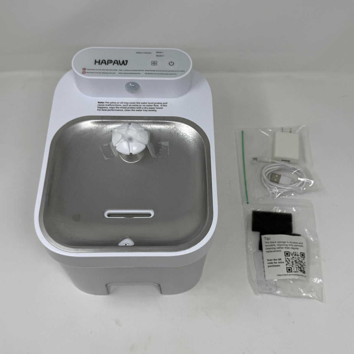 HAPAW P0018 3L Smart Cat Water Fountain WiFi 5000mAh Filterless White