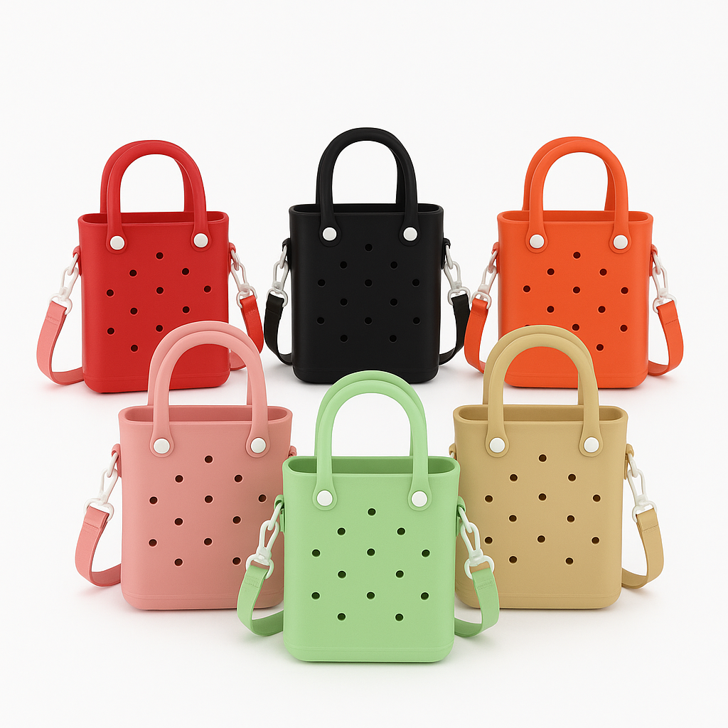 Mini EVA Beach Tote Bag with Detachable Shoulder Strap Cartoon Design
