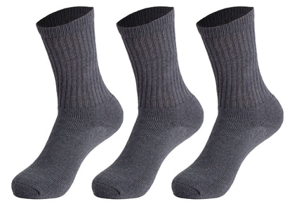 Women's cushioned cotton crew socks, 3 pack, in anthracite grey