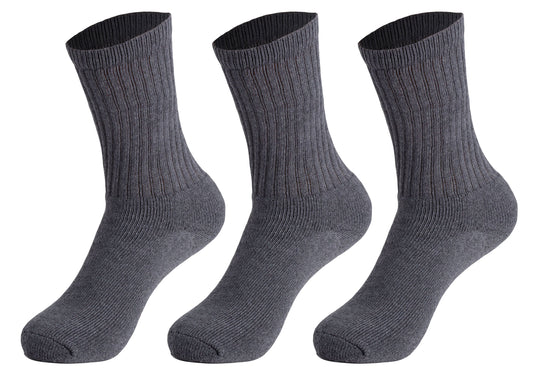 Women's cushioned cotton crew socks, 3 pack, in anthracite grey