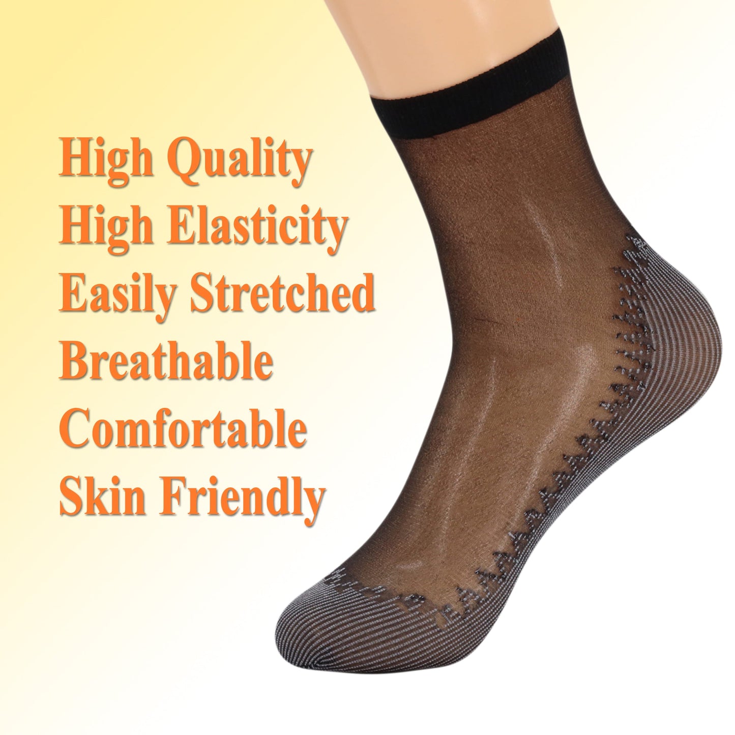Women’s Sheer Ankle Socks 3 Pairs Non Slip Cotton Sole Reinforced Toe Mesh