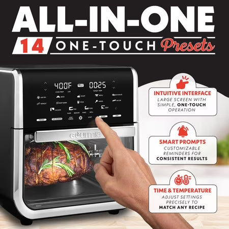 Gourmia 14Qt Air Fryer Oven Rotisserie Digital Stainless Steel Dehydrator