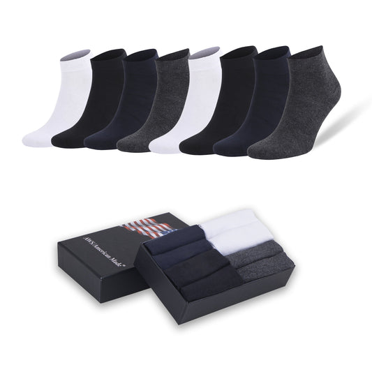Men's Bamboo Ankle Socks 8 Pairs Odor Control Moisture Wicking Breathable Gift Set