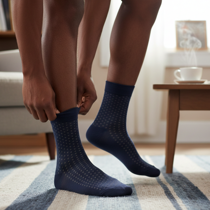 Men's bamboo rayon dress socks, 8-pair gift box set, in blue
