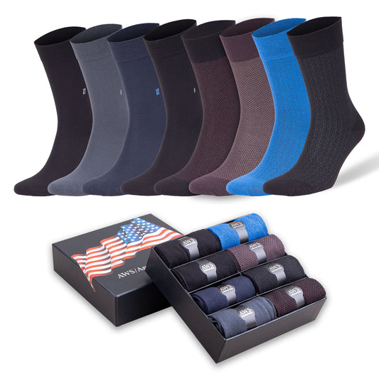 Men’s Bamboo Dress Socks 8 Pairs – Soft, Odor-Free, Eco-Friendly, Size 8-11.5