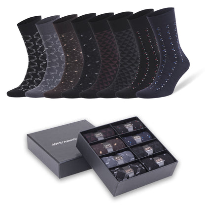 Men's bamboo rayon dress socks, 8-pair gift box set