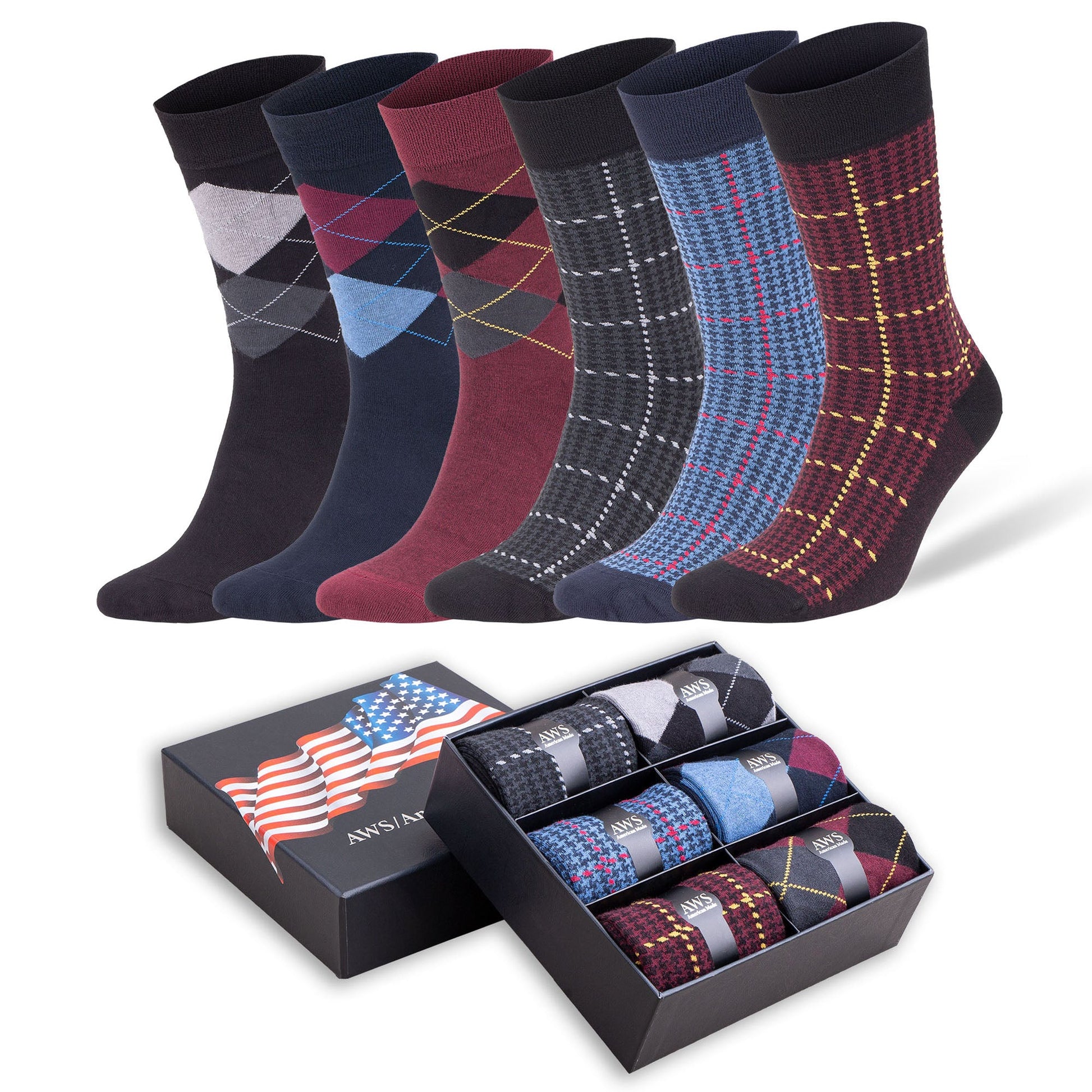 Men's Bamboo Dress Socks, 6 Pairs with Gift Box, Size 8-11.5, Moisture-Wicking