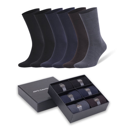 Men's thin bamboo crew dress socks, 6 pack