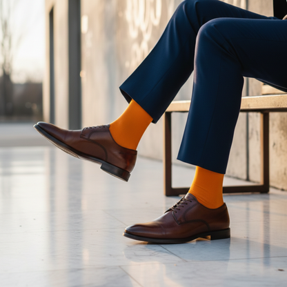 Men's bamboo rayon dress socks, 8-pair gift box set, in orange