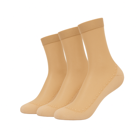 Women’s 3-Pack Non-Slip Sheer Ankle Socks with Cushioned Sole & Toe