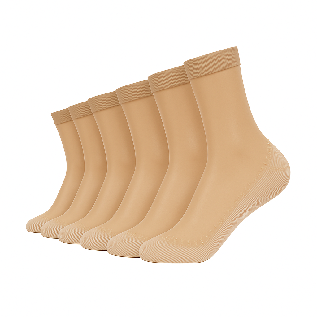 Women’s 6-Pack Non-Slip Sheer Ankle Socks with Cushioned Sole & Toe