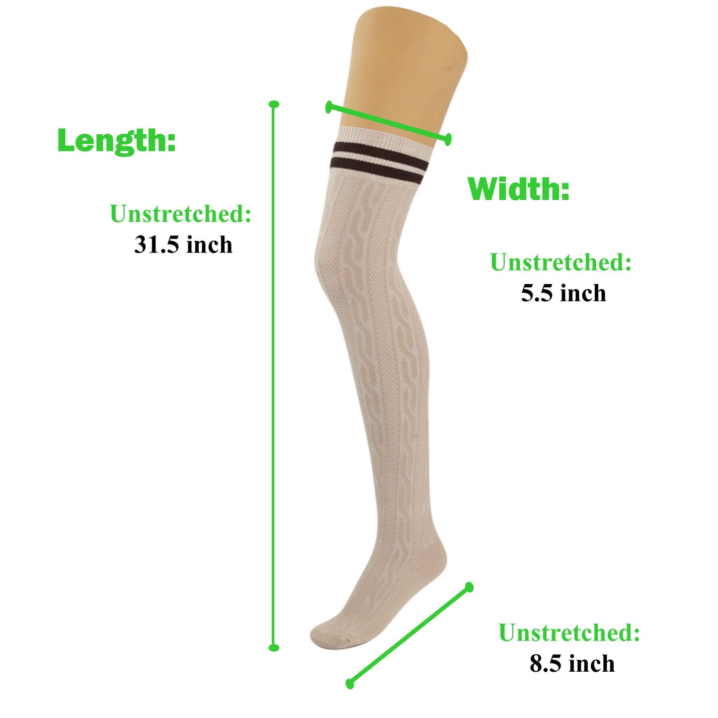 3 Pairs Women’s Over Knee Socks Warm Stretchy Knit Boot Stockings US Size 5-10