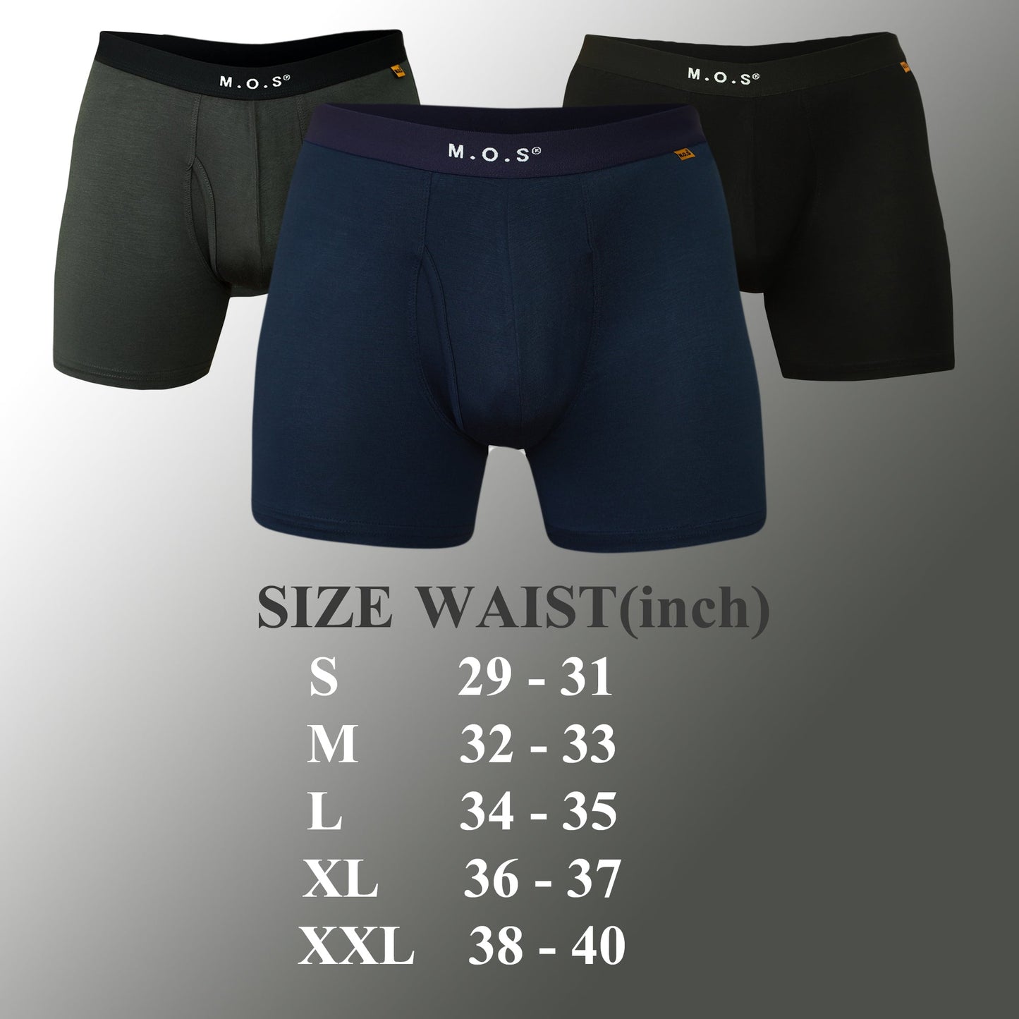 Men's Bamboo Boxer Briefs 3 Pack Moisture Wicking Long Fit Breathable Soft Pouch