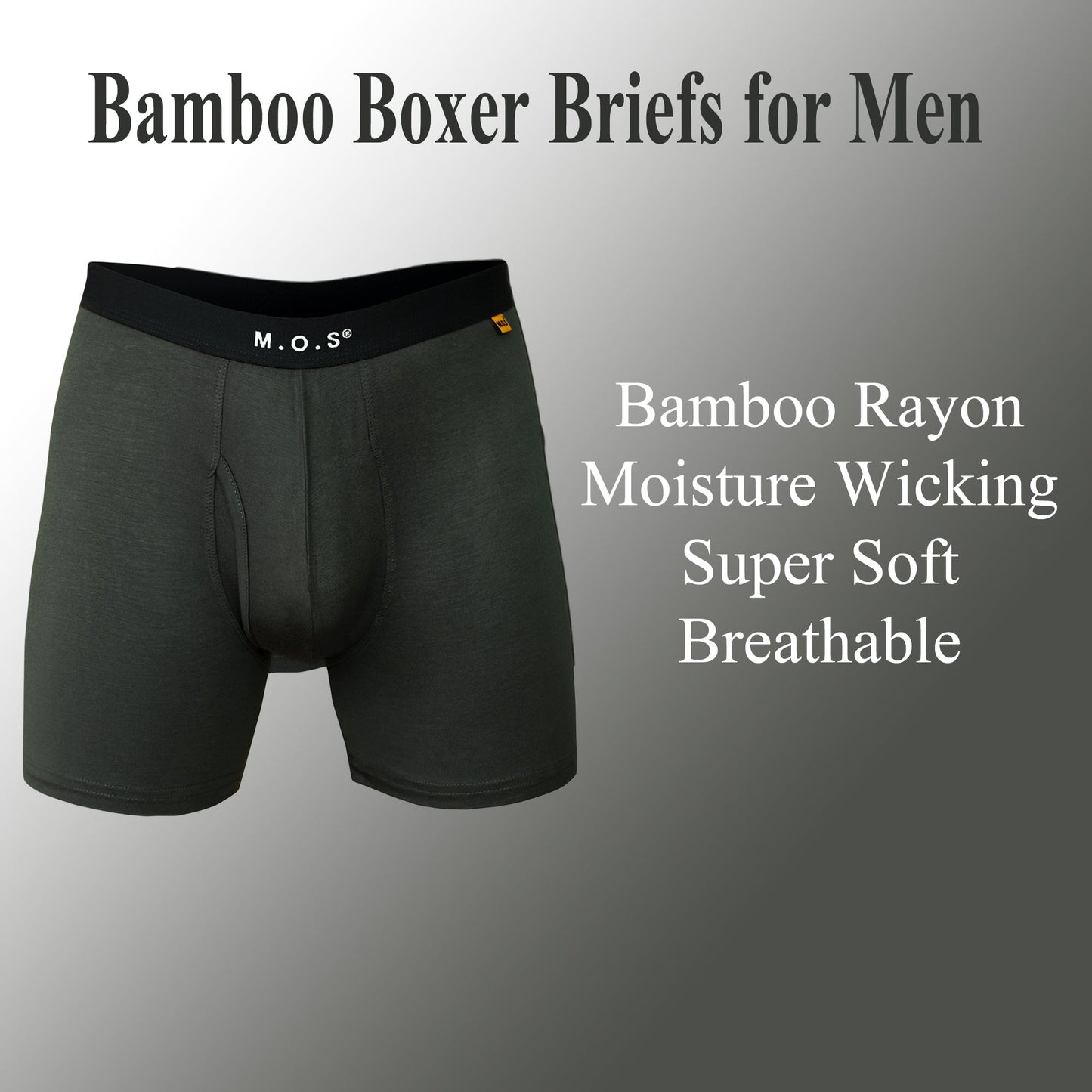 Men's Bamboo Boxer Briefs 3 Pack Moisture Wicking Long Fit Breathable Soft Pouch